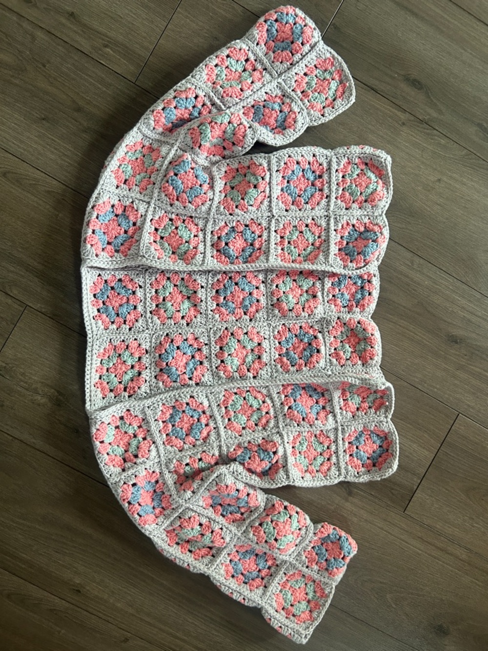 Handmade Crochet Granny Square Cardigan Boho Cottagecore Open Front OS
